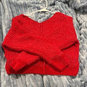 red sweater with sparkles